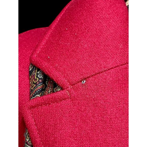Red Wool Chesterfield Coat w Scarf-JG Hook-Size 14-Long-Winter-Single Breasted - Picture 9 of 11